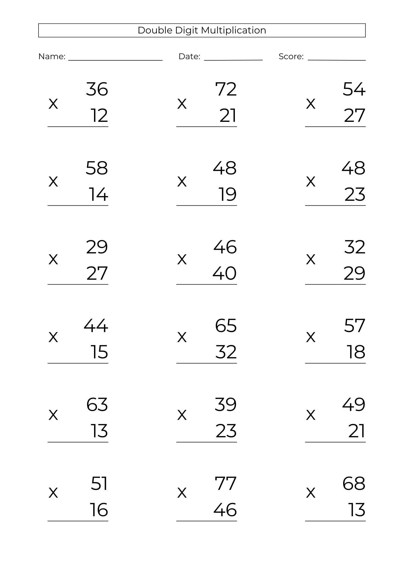 10 Printable Double Digit Multiplication Worksheets 2 Digit Practice PDF Download Etsy 10 Printable Double Digit Multiplication Worksheets 2 Digit Practice PDF Download Etsy