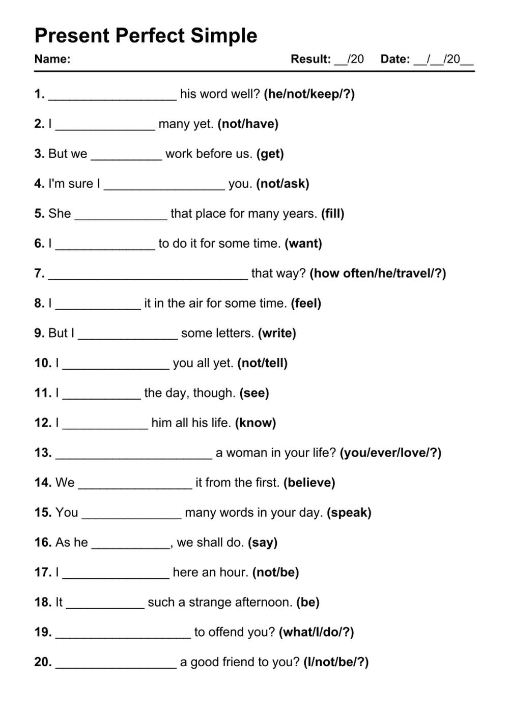 101 Present Perfect PDF Worksheets With Answers Grammarism 101 Present Perfect PDF Worksheets With Answers Grammarism