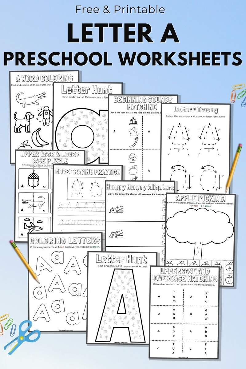 11 Letter A Worksheets For Preschool K Free Printables Literacy Learn Free Letter A Worksheets For Preschool Kindergarten Fun With Mama