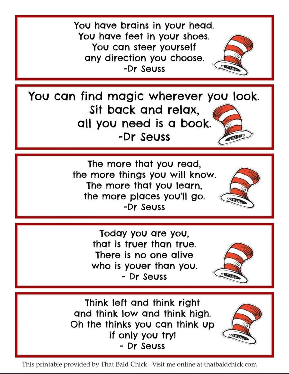 13 Dr Seuss Printables Free Bookmarks