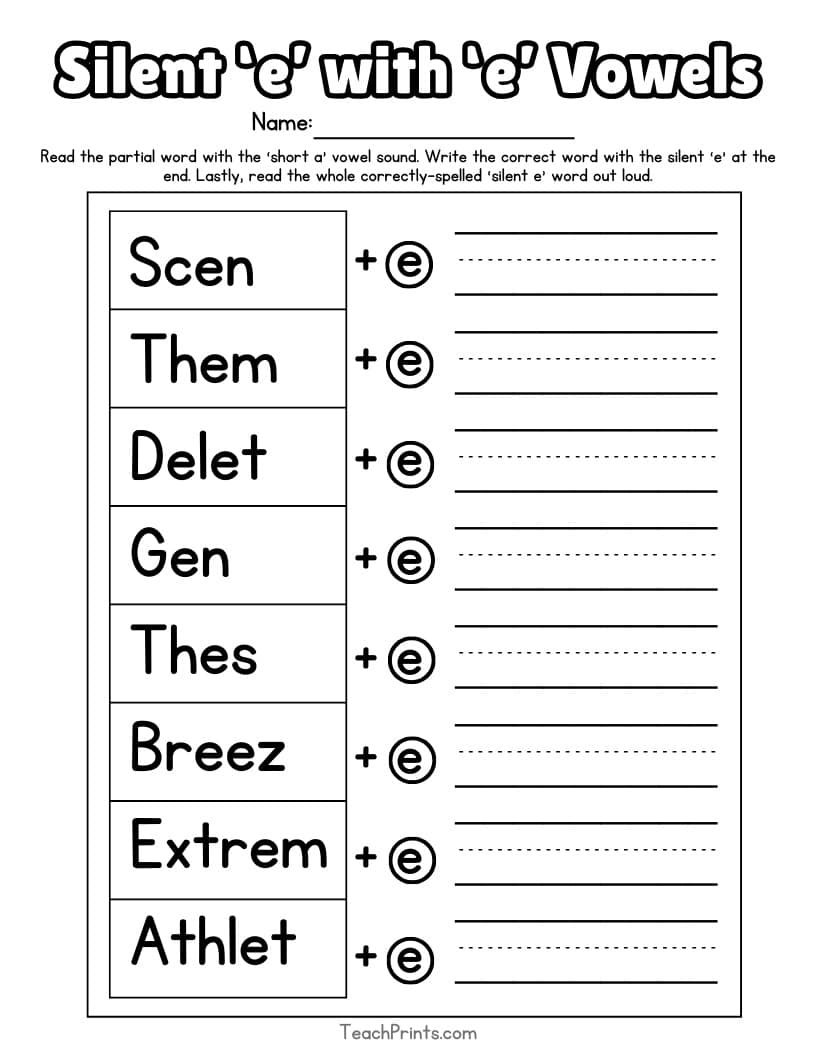 13 Silent E Worksheets Free PDF Printables Teach Prints Silent E Worksheets Pdf Igloo Fun Reading Elephant