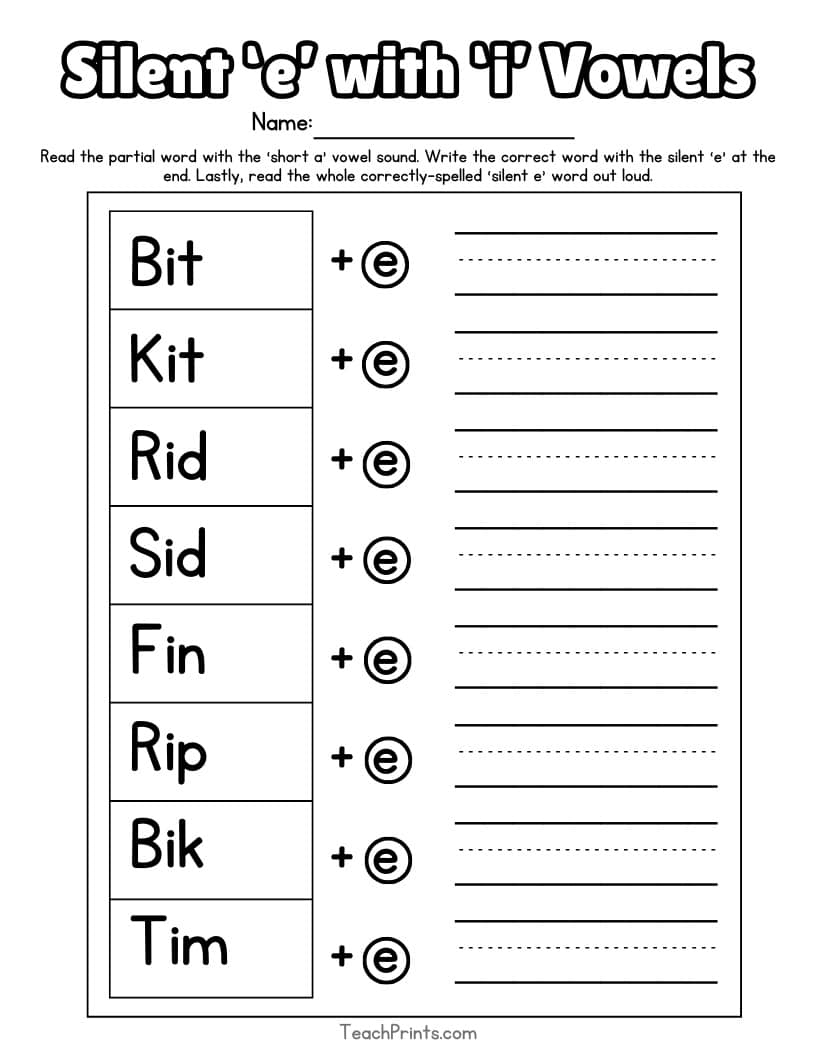 13 Silent E Worksheets Free PDF Printables Teach Prints 13 Silent E Worksheets Free PDF Printables Teach Prints