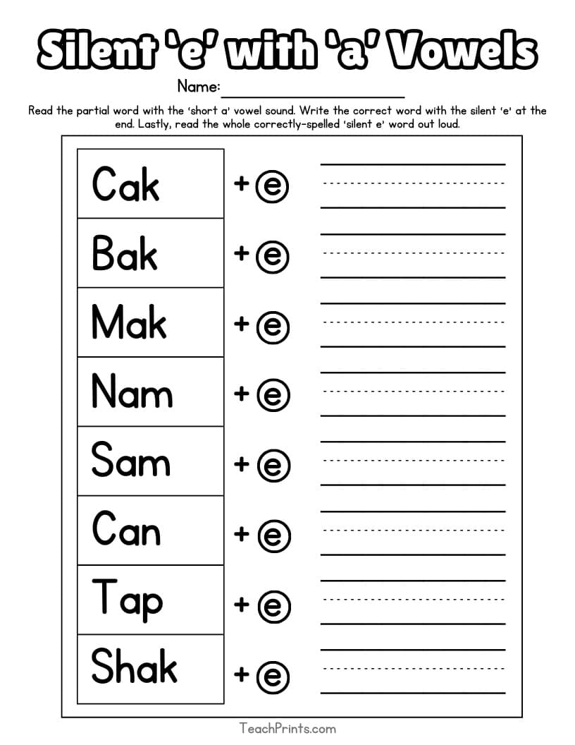13 Silent E Worksheets Free PDF Printables Teach Prints 13 Magic E Worksheets Free PDF Printables Teach Prints