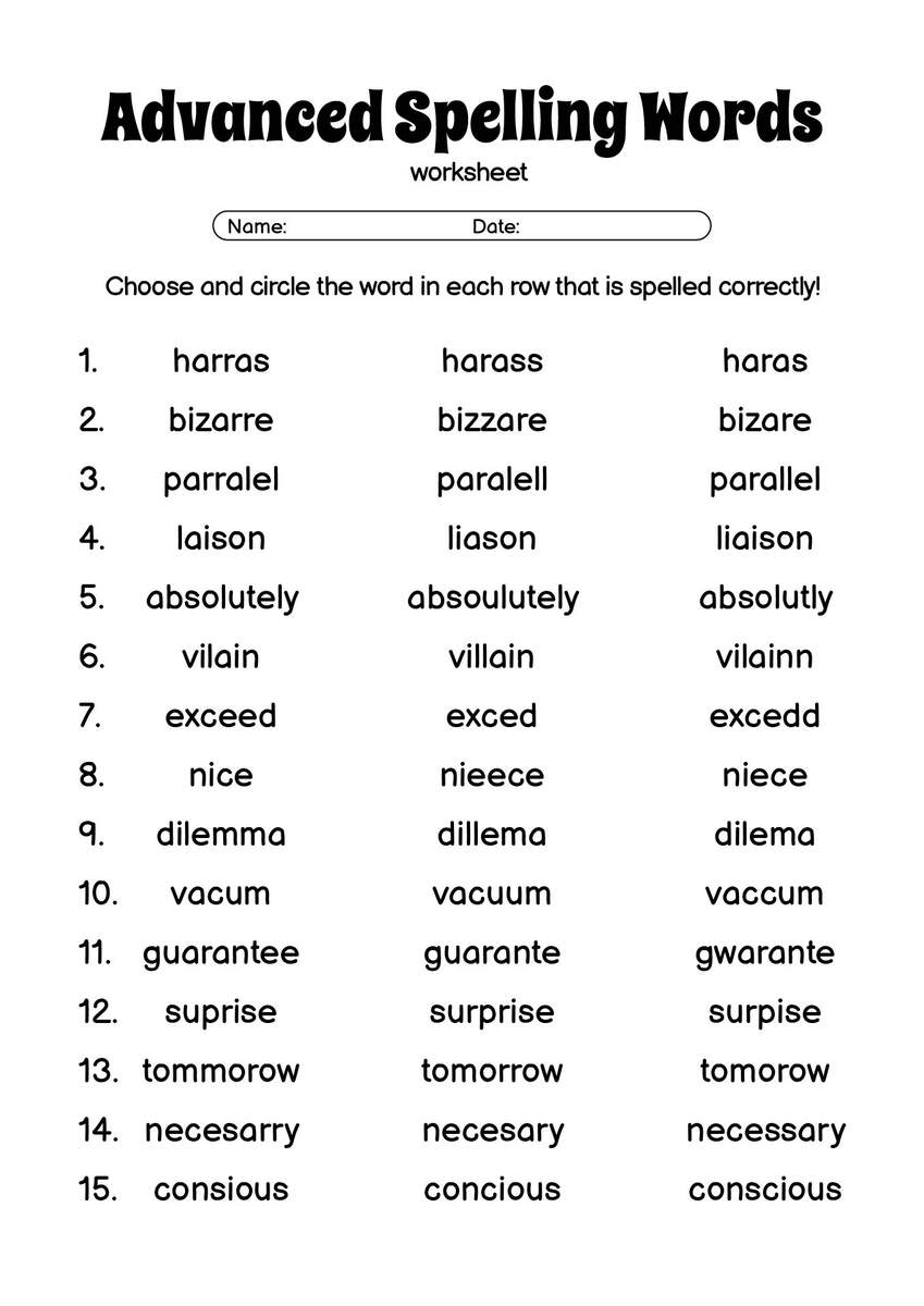 15 7th Grade Spelling Words Worksheets Free PDF At Worksheeto 15 7th Grade Spelling Words Worksheets Free PDF At Worksheeto