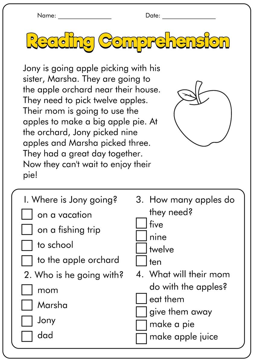 15 First Grade Reading Comprehension Worksheets Free PDF At Worksheeto