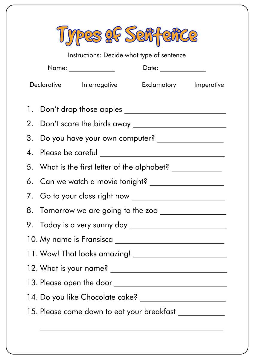 18 4 Types Of Sentences Worksheets Free PDF At Worksheeto 18 4 Types Of Sentences Worksheets Free PDF At Worksheeto