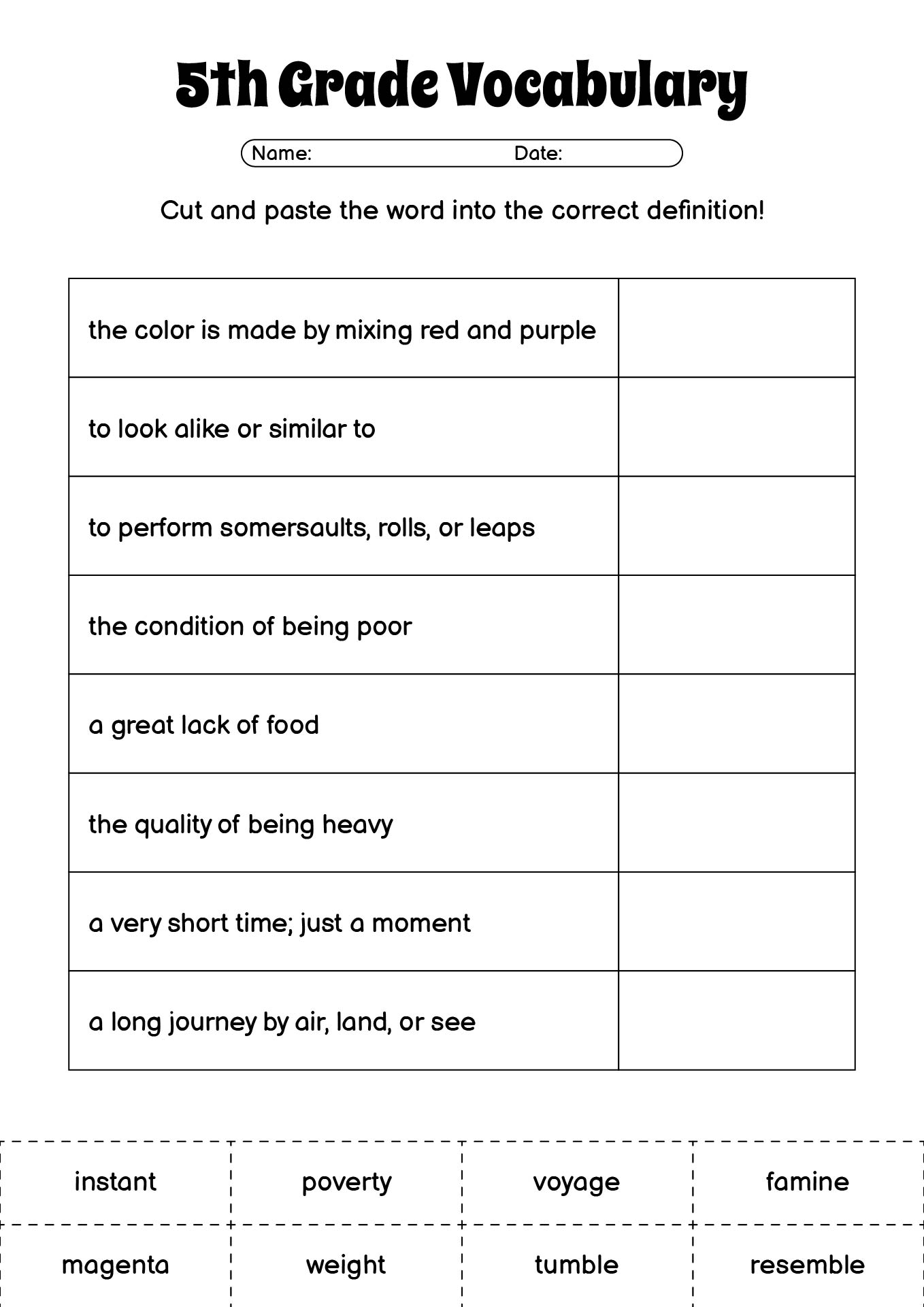 18 5th Grade Vocabulary Worksheets Printable Free PDF At Worksheeto 18 5th Grade Vocabulary Worksheets Printable Free PDF At Worksheeto