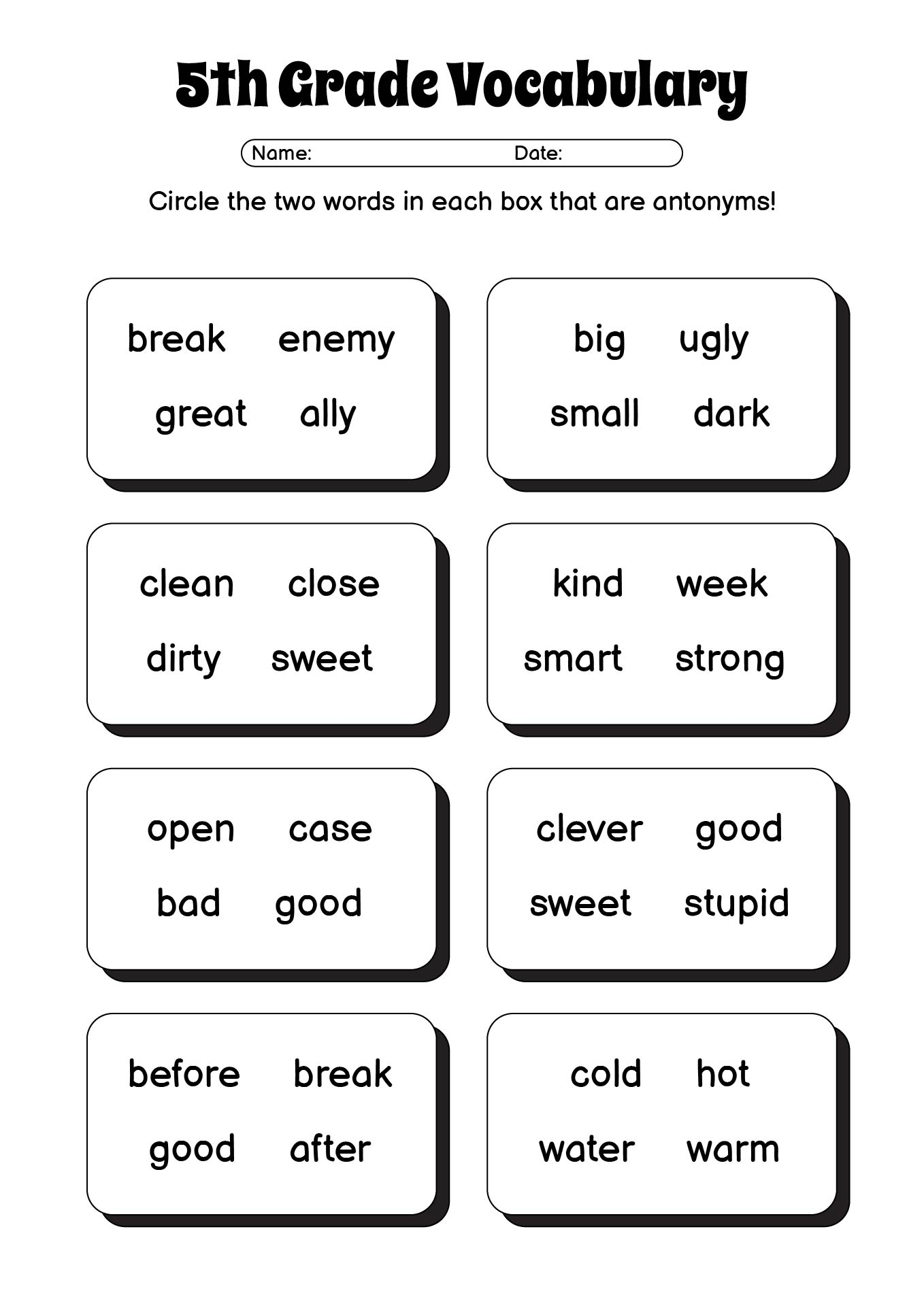 18 5th Grade Vocabulary Worksheets Printable Free PDF At Worksheeto 18 5th Grade Vocabulary Worksheets Printable Free PDF At Worksheeto