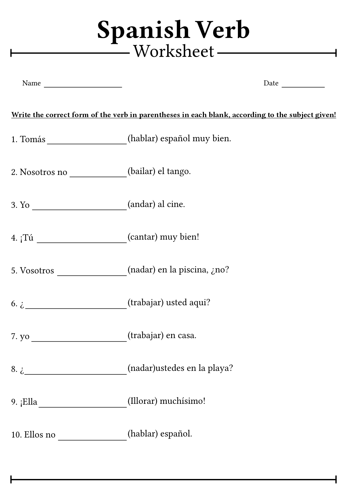 19 Spanish Verb Worksheets Free PDF At Worksheeto 19 Spanish Verb Worksheets Free PDF At Worksheeto
