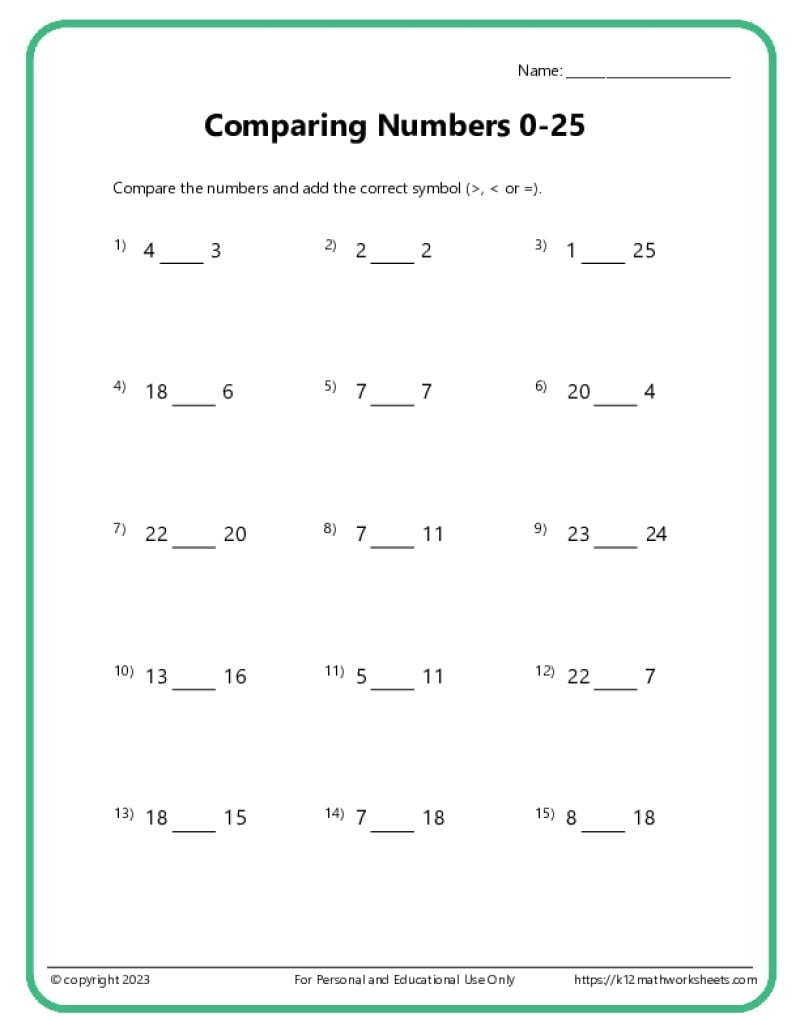 1st Grade Comparing And Ordering Worksheets 1st Grade Comparing And Ordering Worksheets
