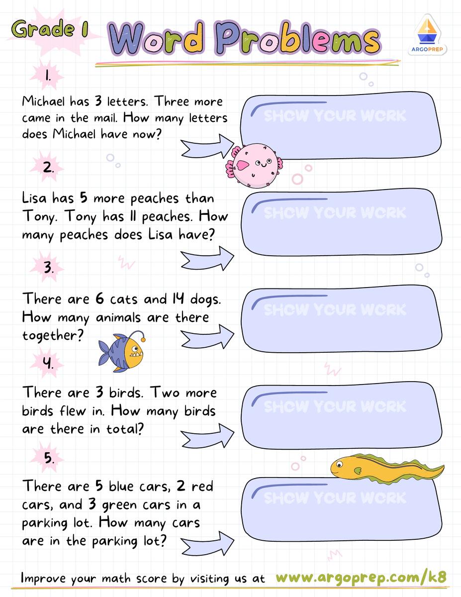 1st Grade Math Adding Two Single Digit Numbers Sum 10 Or Less Worksheets For Free ArgoPrep