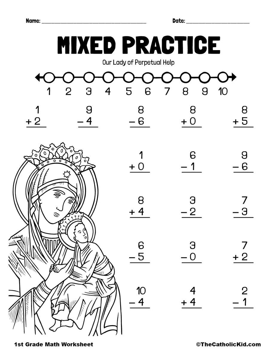 1st Grade Math Catholic Themed Worksheet Mental Math TheCatholicKid 1st Grade Math Catholic Themed Worksheet Mental Math TheCatholicKid