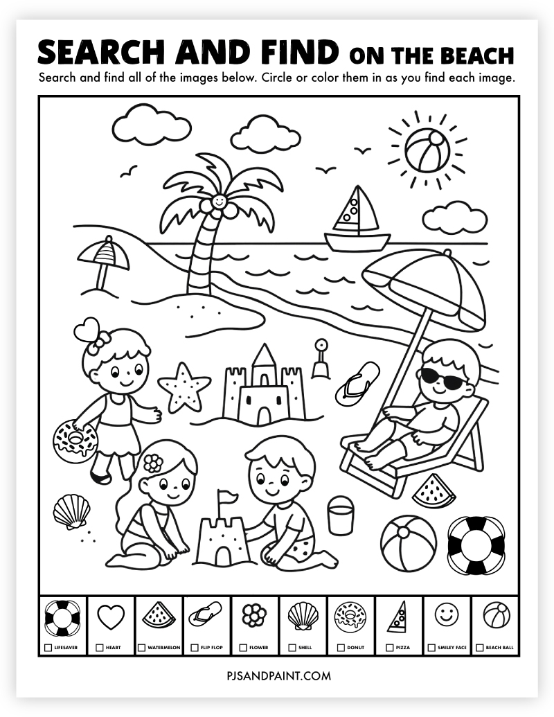 20 Free Printable Search And Find Activities Pjs And Paint