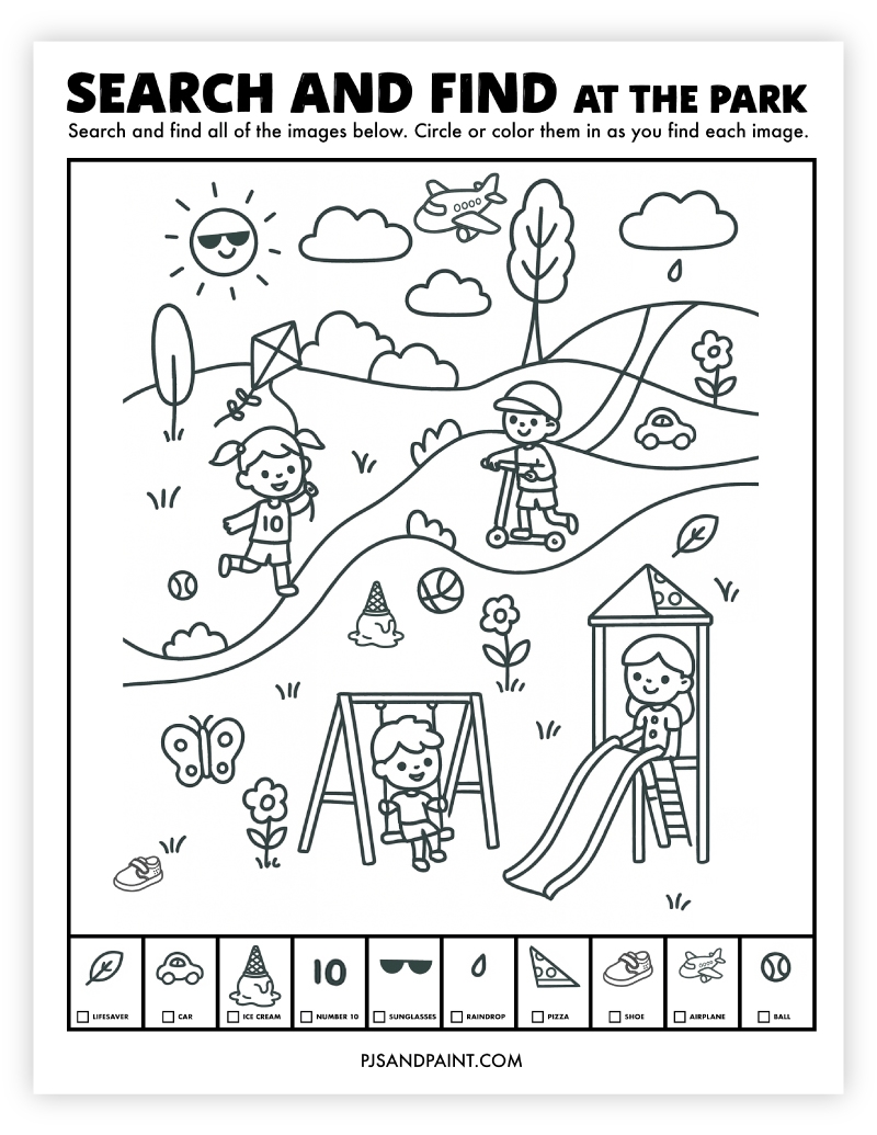 20 Free Printable Search And Find Activities Pjs And Paint