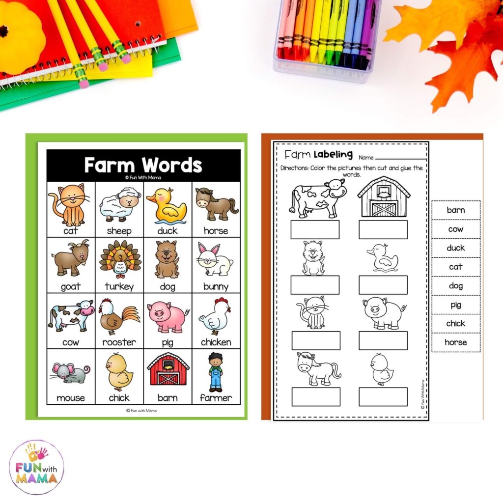 The Animals On The Farm Worksheet Color Match Super Simple