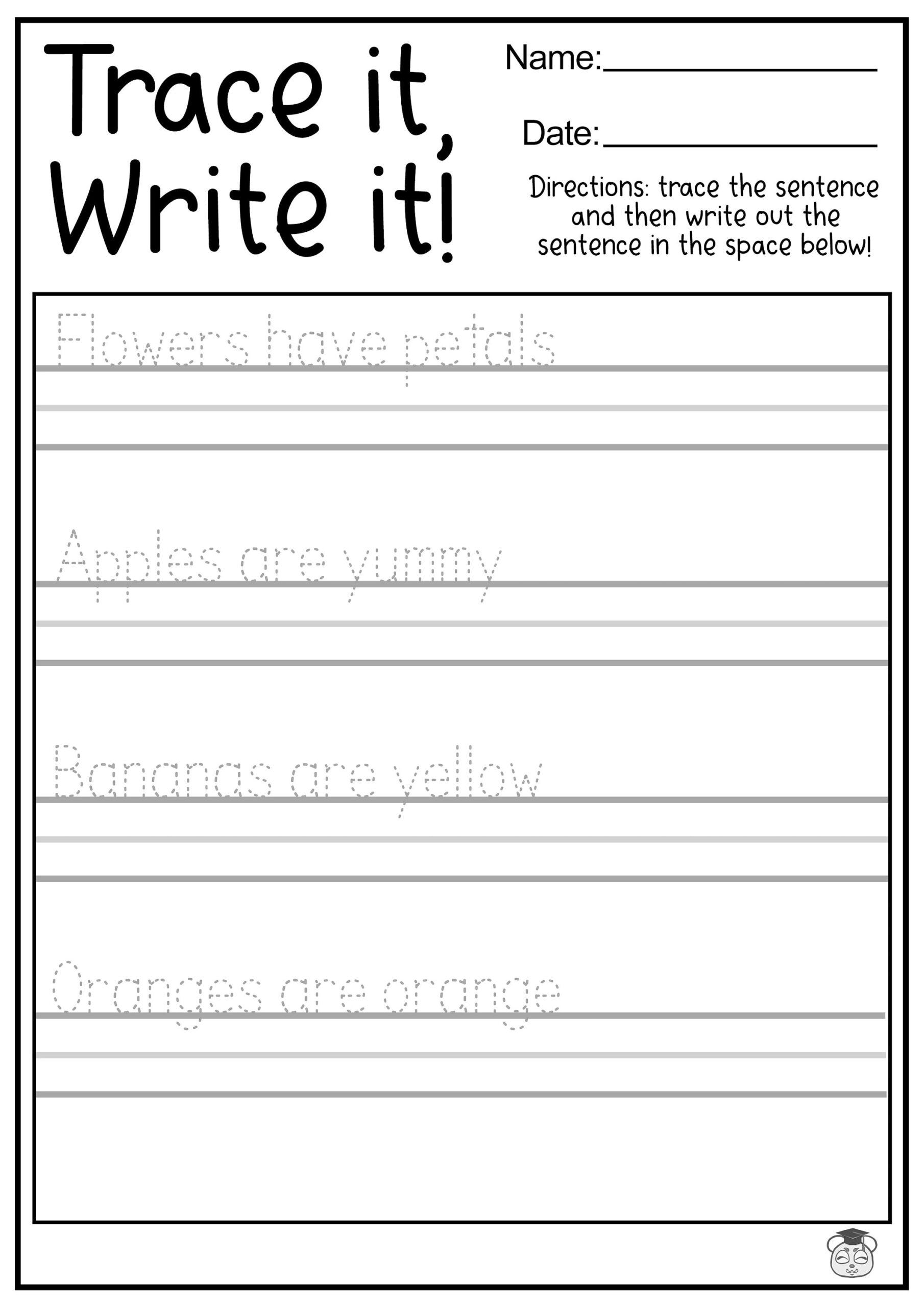 23 Printable Tracing And Writing English Worksheets Trace And Write The Sentences Practice Worksheets Ages 3 7 KG1 To Grade 2 Etsy Free Printable Kindergarten Writing Worksheets PDF Number Dyslexia