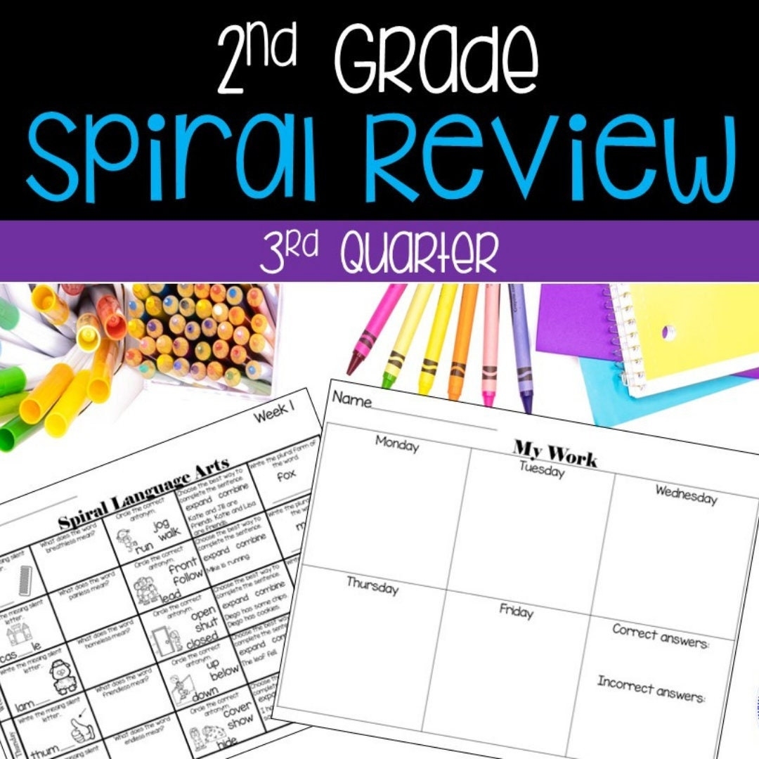 2nd Grade ELA Worksheets Spiral Review Grammar Phonics PDF Etsy