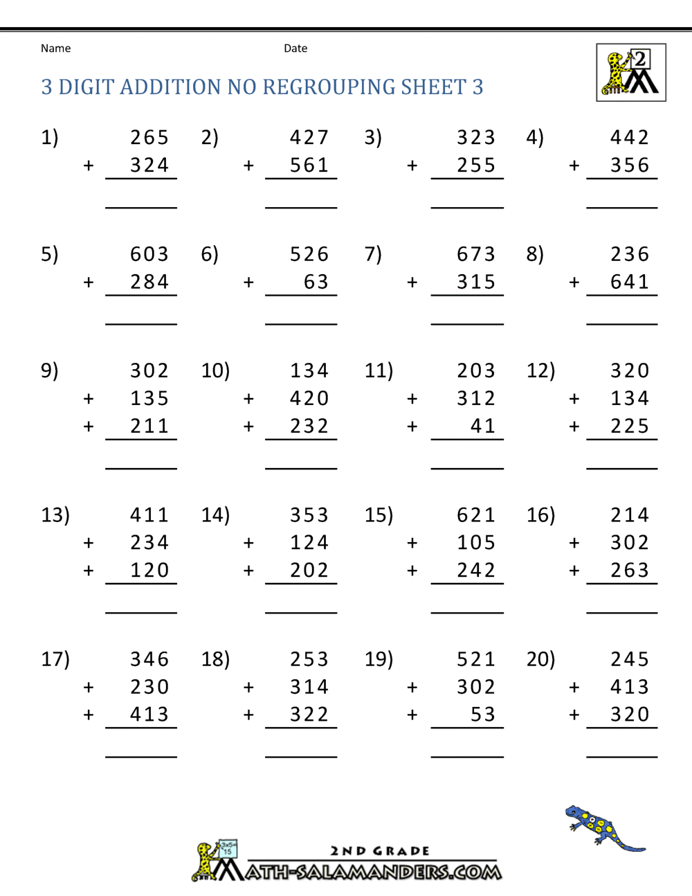 3 Digit Addition No Regrouping Worksheets 3 Digit Addition Worksheets Superstar Worksheets