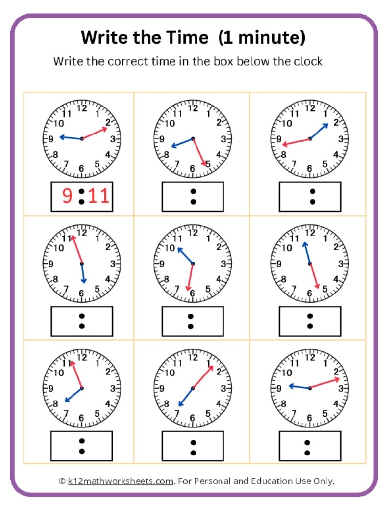 Telling Time Worksheet Digital Analog Clock Practice PDF Etsy Norway