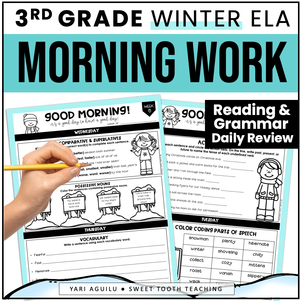 3rd Grade Winter Morning Work ELA Daily Review Activities Printable Bell Ringers Shop Sweet Tooth Teaching 3rd Grade Winter Morning Work ELA Daily Review Activities Printable Bell Ringers Shop Sweet Tooth Teaching