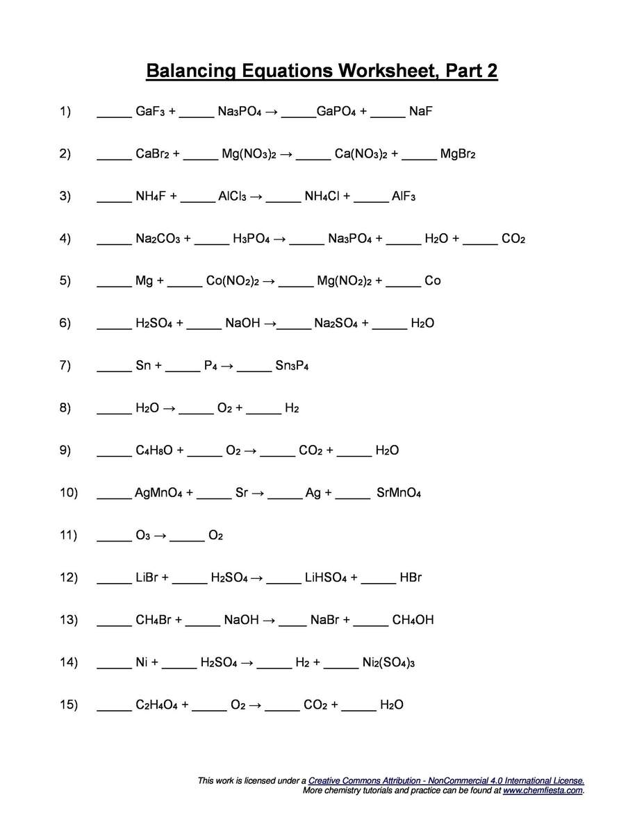 49 Balancing Chemical Equations Worksheets With Answers 49 Balancing Chemical Equations Worksheets With Answers
