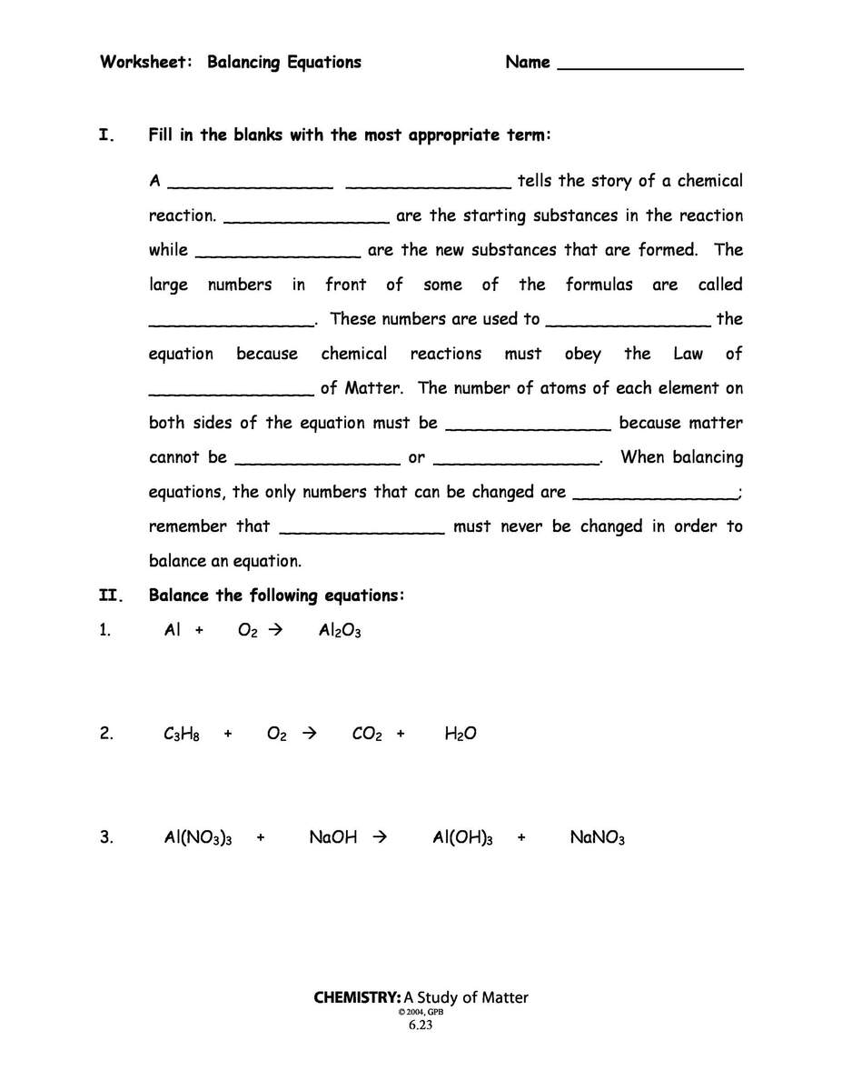 49 Balancing Chemical Equations Worksheets With Answers 49 Balancing Chemical Equations Worksheets With Answers