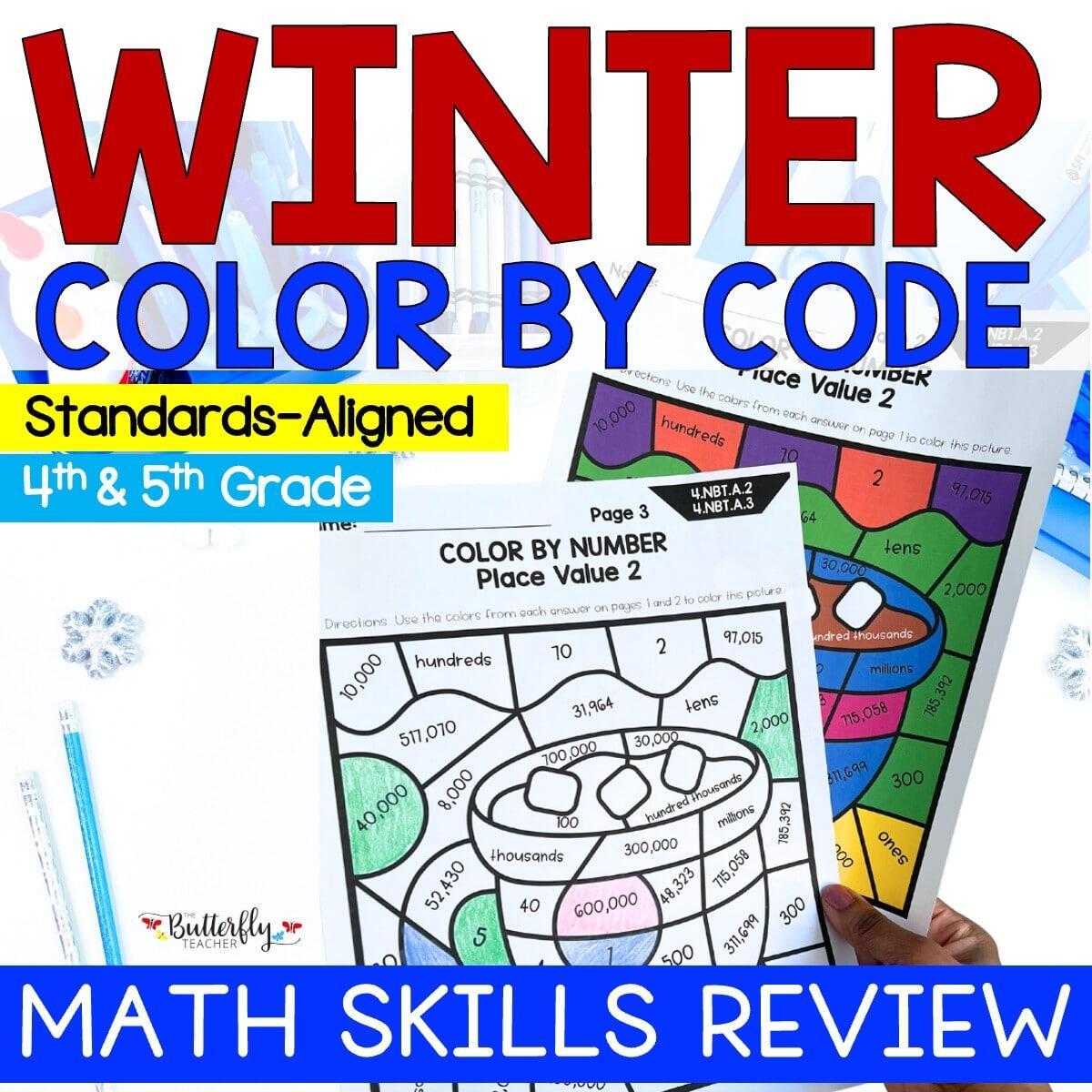 4th Grade Math Winter Activities Color By Number Fun Worksheets