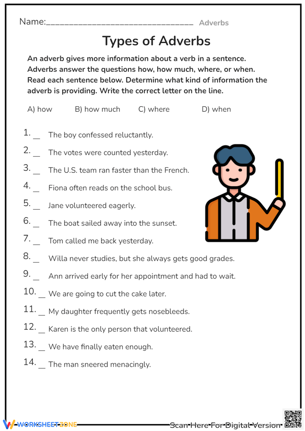 5th Grade Adverbs Worksheets Printable When Adverbs Worksheet Have Fun Teaching