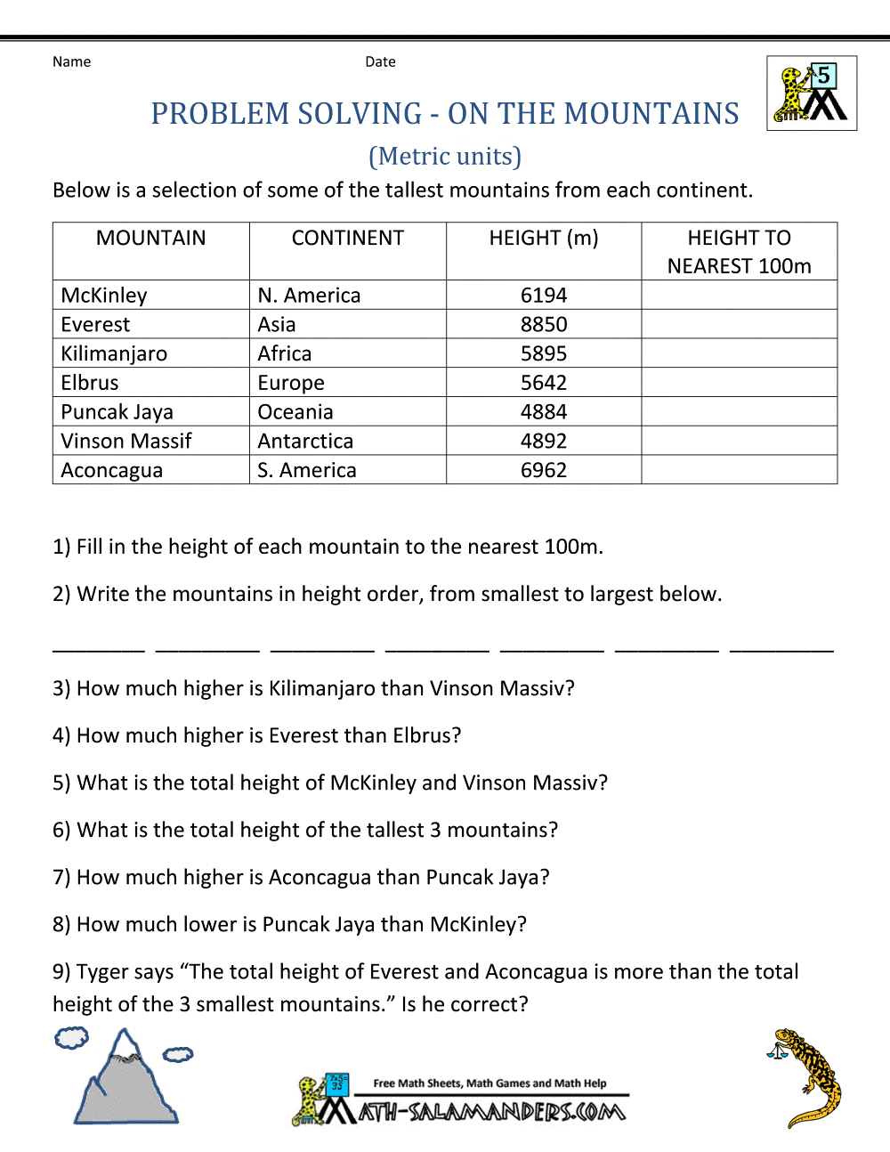 5th Grade Math Word Problems 5th Grade Math Word Problems
