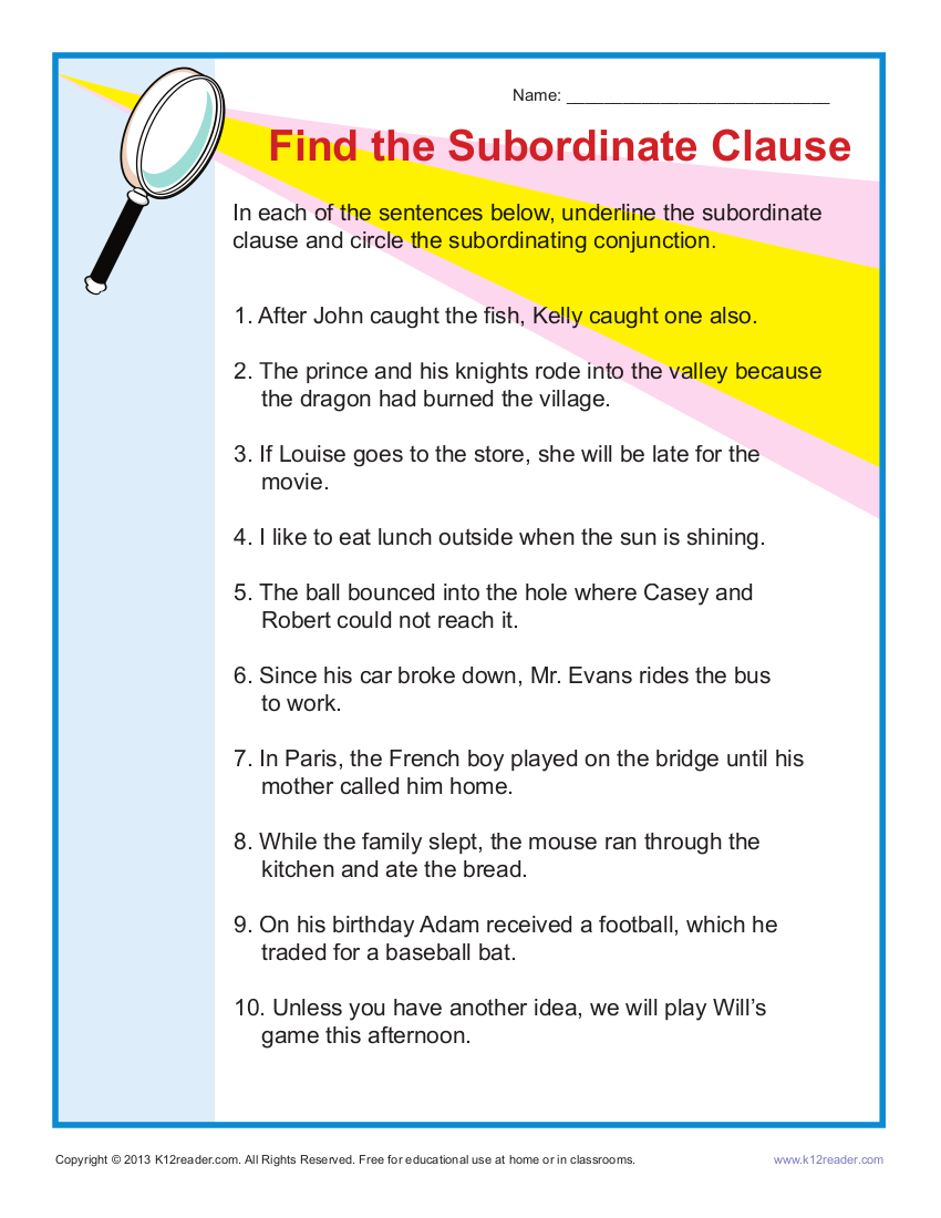 6 Subordinate Clause Examples 6 Subordinate Clause Examples