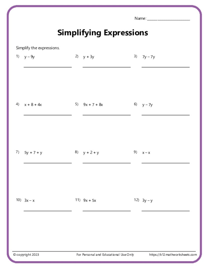 6th Grade Math Worksheets