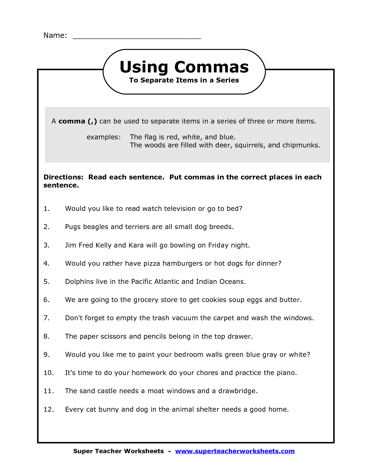 7 Printable Comma Usage Worksheets For The Classroom Worksheets Worksheets Library 7 Printable Comma Usage Worksheets For The Classroom Worksheets Worksheets Library