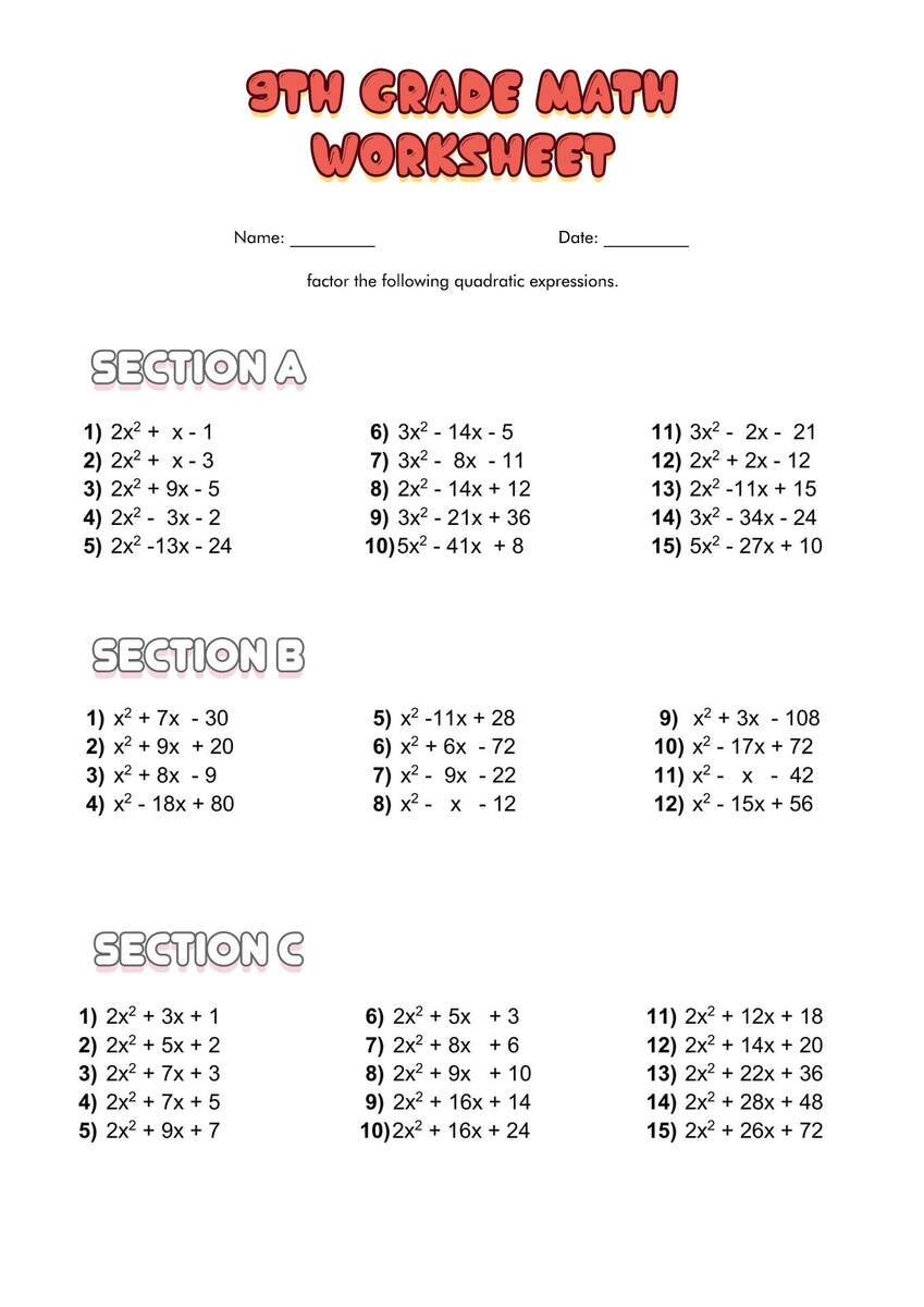 9th Grade Algebra Math Worksheets Printable Printable Math Worksheets Library 9th Grade Algebra Math Worksheets Printable Printable Math Worksheets Library