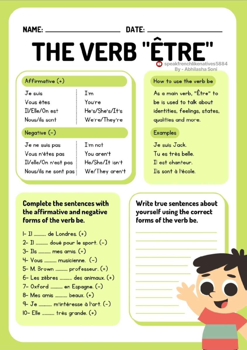 A1 French Worksheets A1 French Worksheets