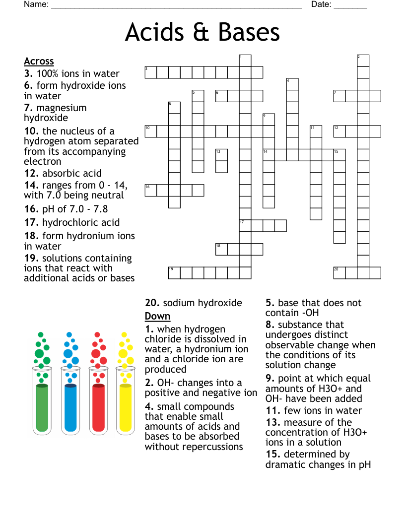 Acids And Bases Worksheet Crossword WordMint Acids And Bases Worksheet Crossword WordMint