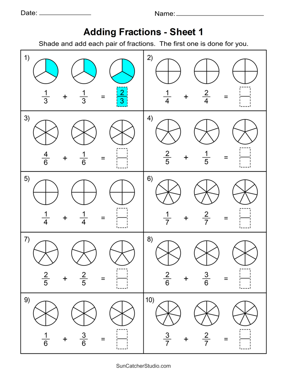 Adding Fractions Worksheets Same And Unlike Denominators Free Printables Lettering SVG Files Tools Apps Adding And Subtracting Fractions Worksheets