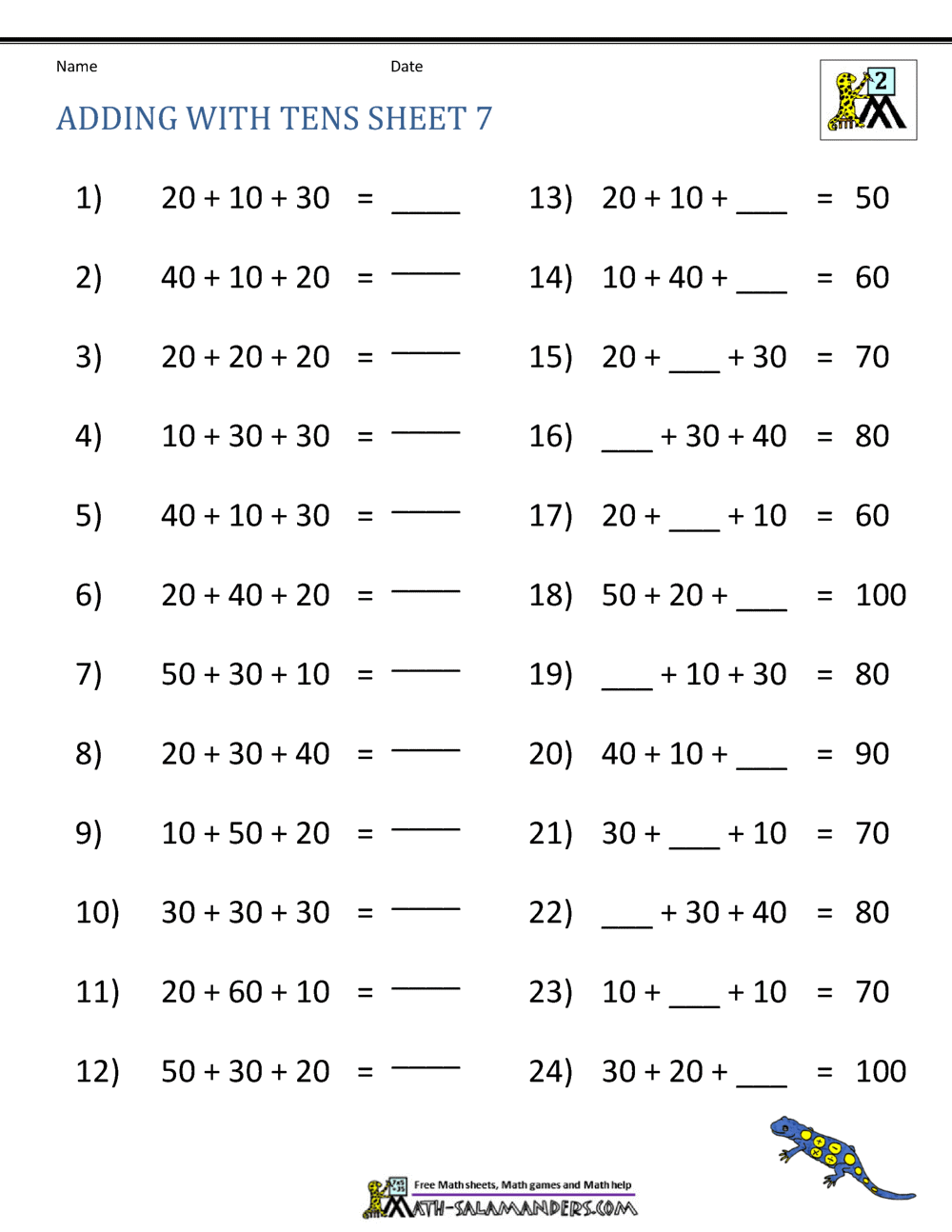 Adding Tens Adding To 10 Worksheet Free Printable Digital PDF