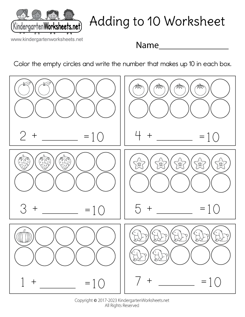 Adding To 10 Worksheet Free Printable Digital PDF Addition Math Worksheets For Kindergarten