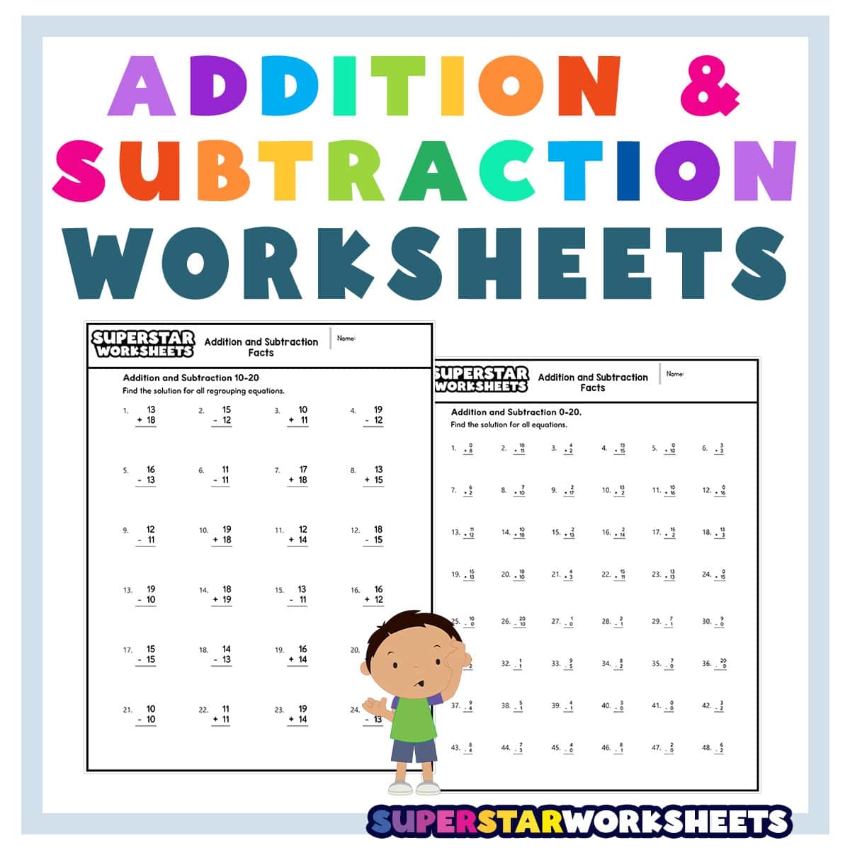 Double Digit Addition And Subtraction Worksheet 60 Practice Sheets With Answers Instantly Downloadable Etsy