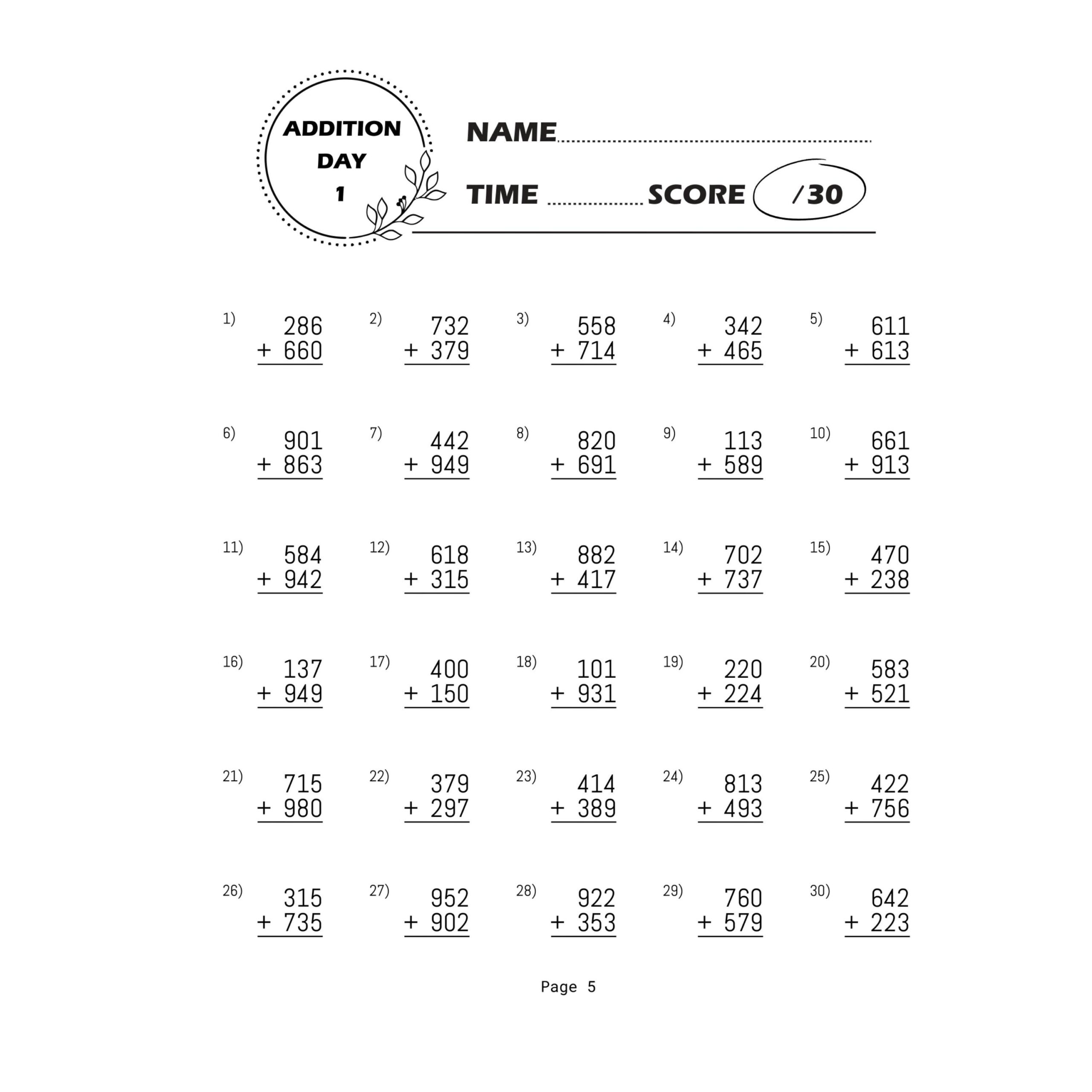 Addition And Subtraction Worksheets Third Grade Elementary Math Problems 3 Digit Addition With Answers Busy Book Printable 4rd Grade Math Etsy Math Worksheets Superstar Worksheets