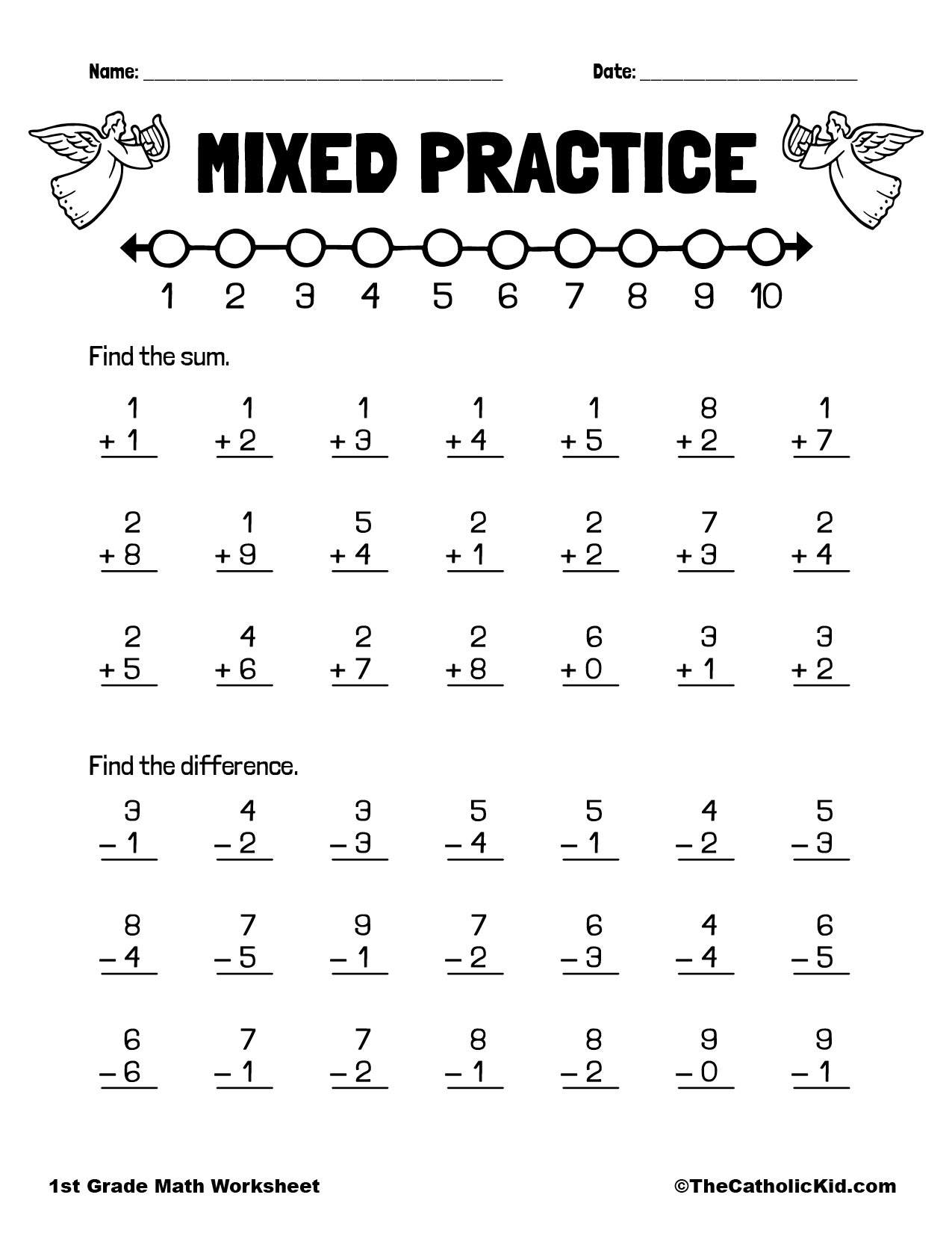 FREE 1st Grade Printable Math Worksheets First Grade Mad Minutes