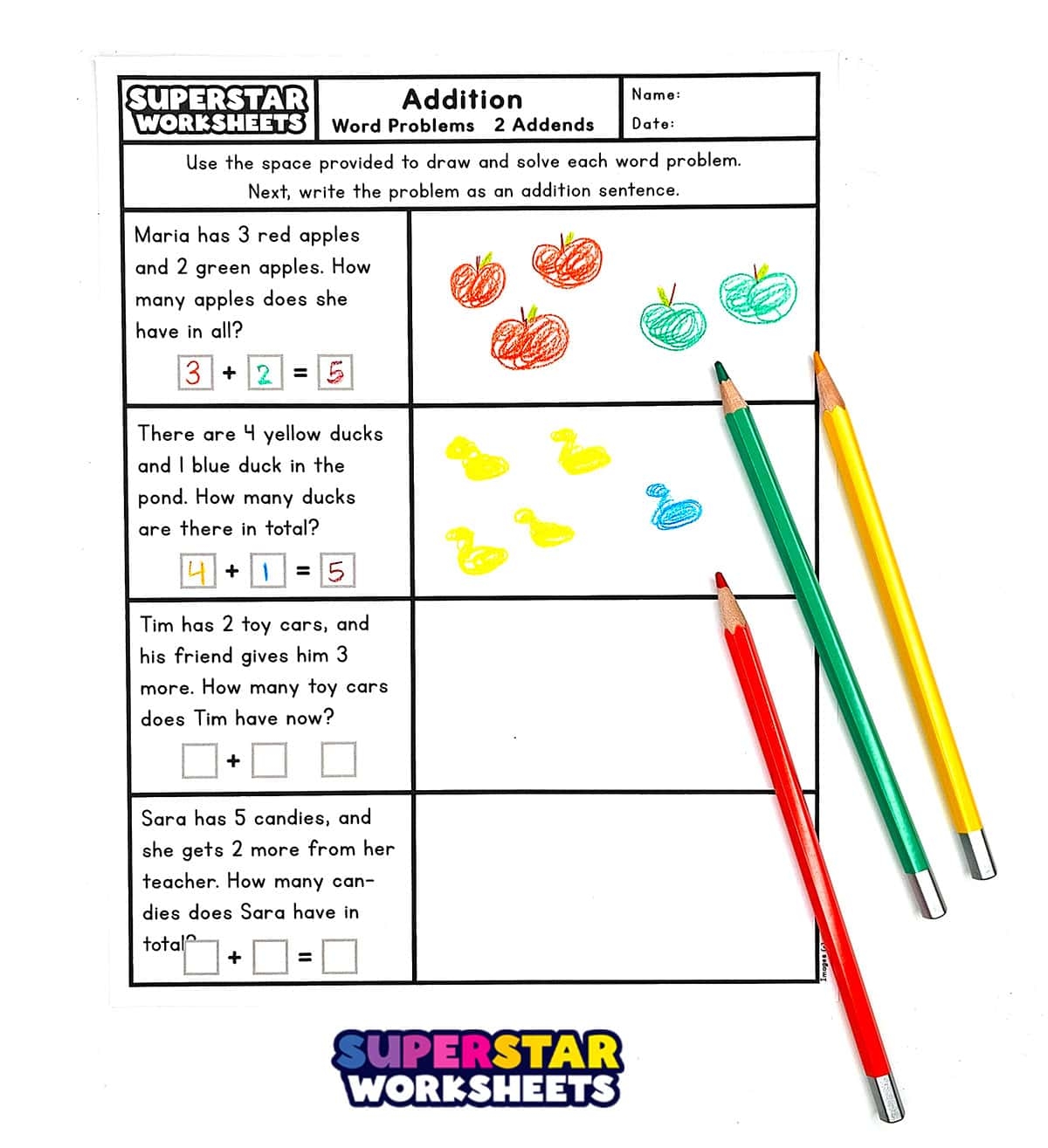 Addition Word Problems Superstar Worksheets Math Word Problems For Kids
