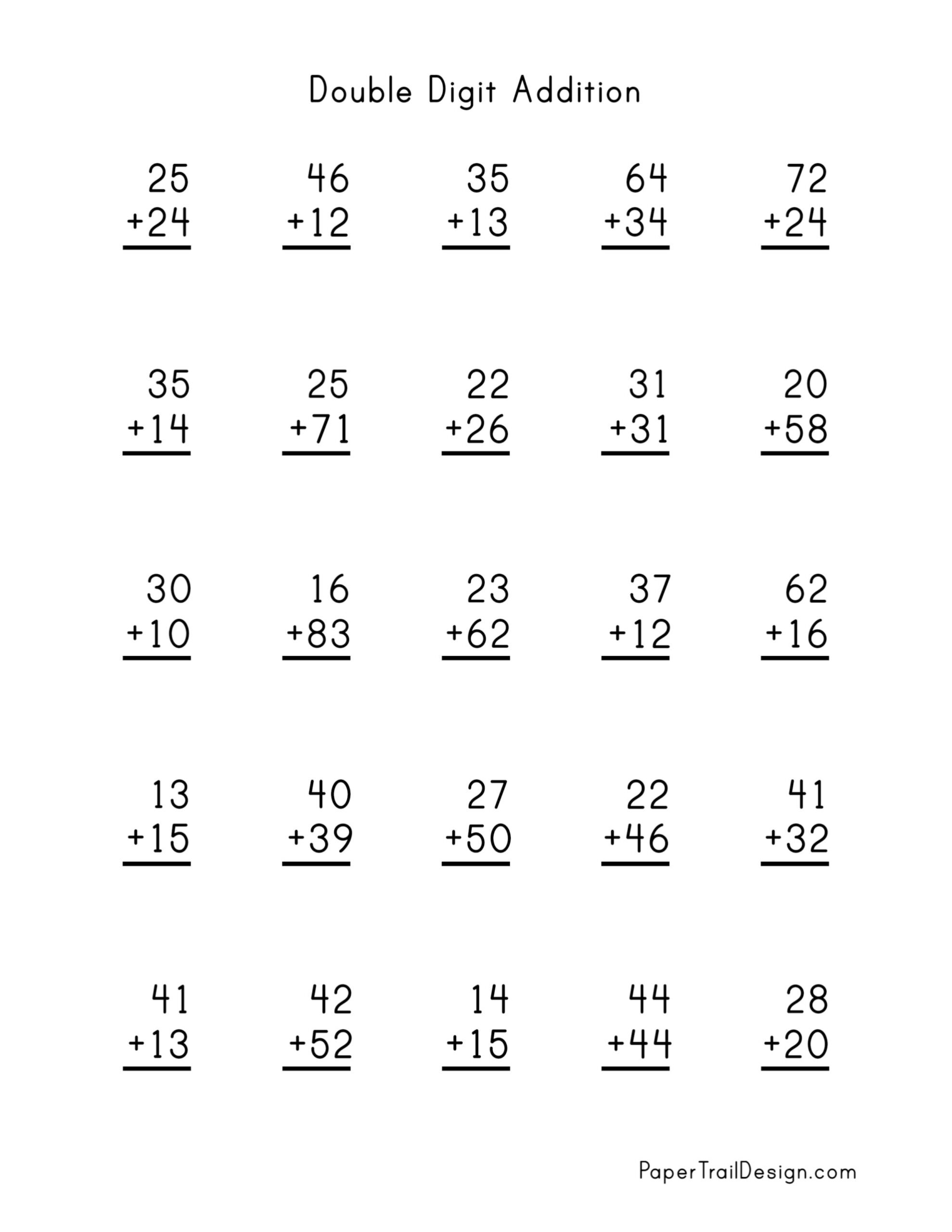Addition Worksheets Paper Trail Design Addition Worksheets Paper Trail Design