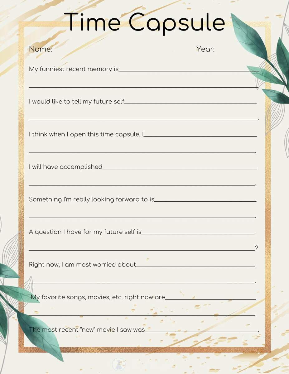 Adult Time Capsule Printable This Blue Dress Adult Time Capsule Printable This Blue Dress