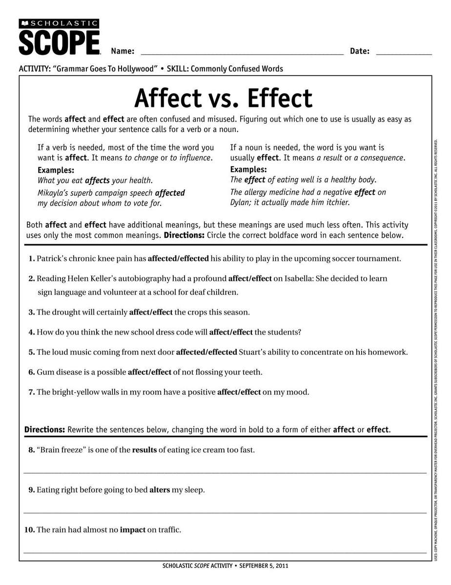 Affect Vs Effect Scholastic Affect Vs Effect Scholastic