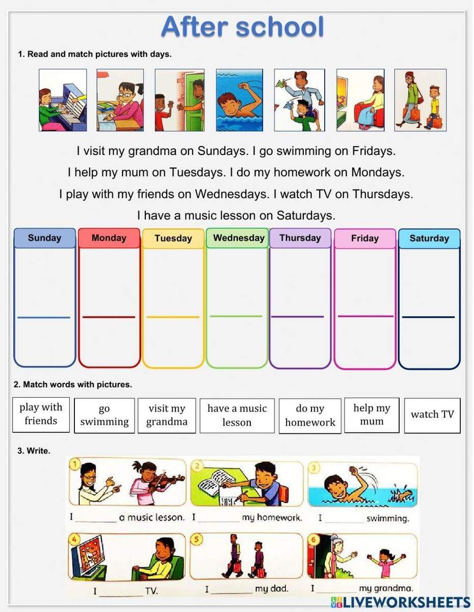 After School Online Activity Worksheets Library After School Activities Crossword WordMint