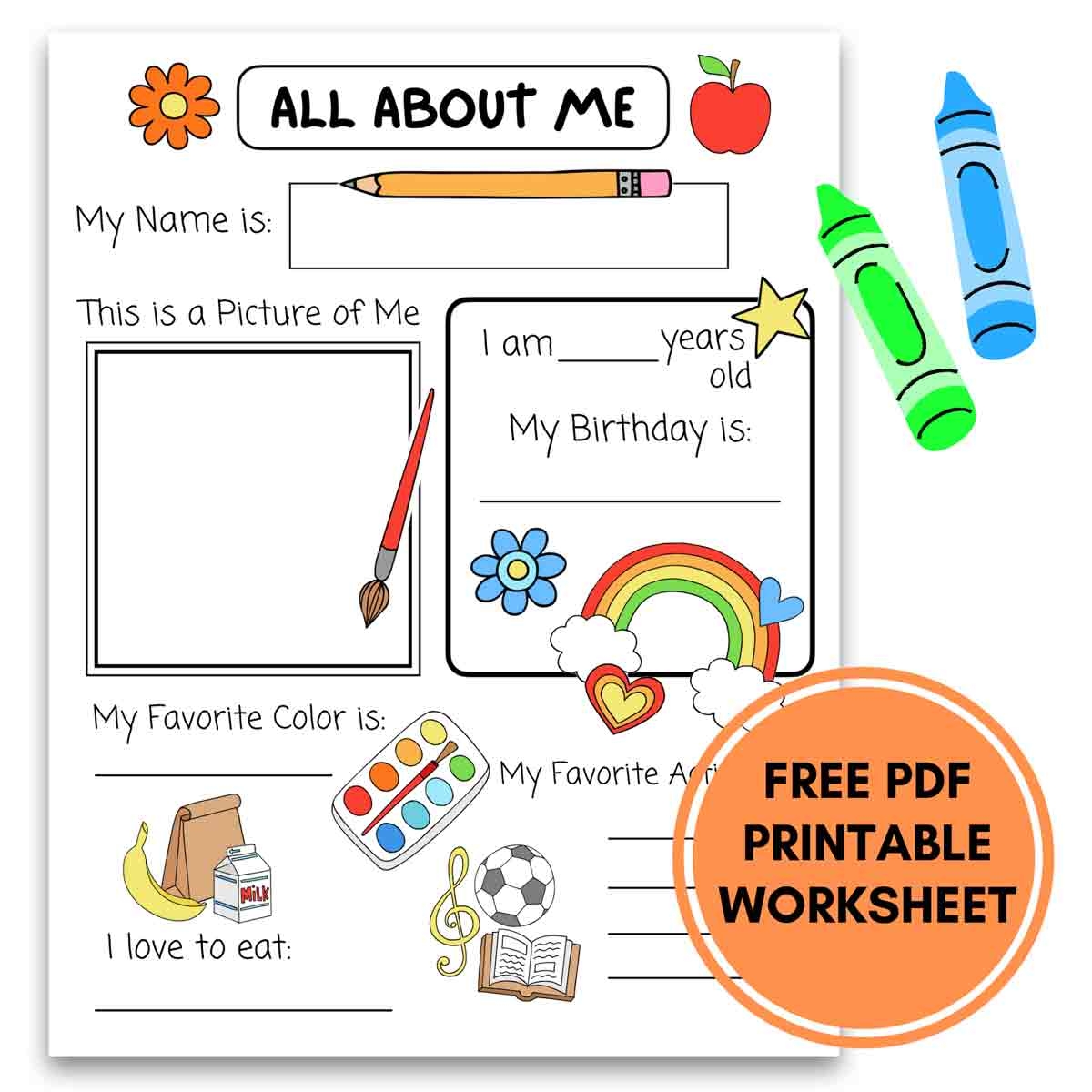 All About Me Printable Preschool Worksheet Free PDF MindyMakes Free And Printable All About Me Worksheet Templates Canva