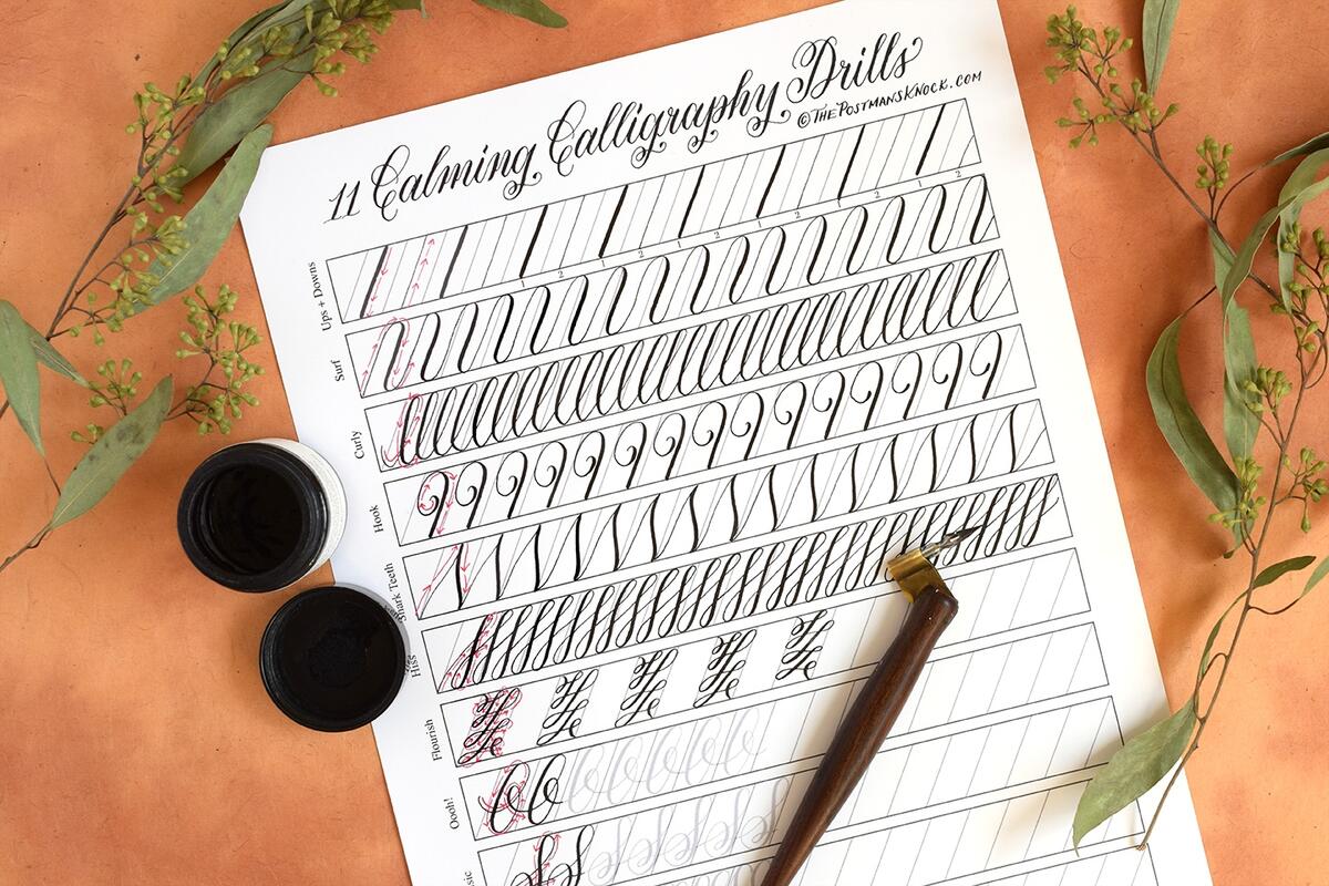 All Of TPK S Free Calligraphy Practice Worksheets A Master List The Postman S Knock Printable Pencil Calligraphy Worksheet The Postman S Knock
