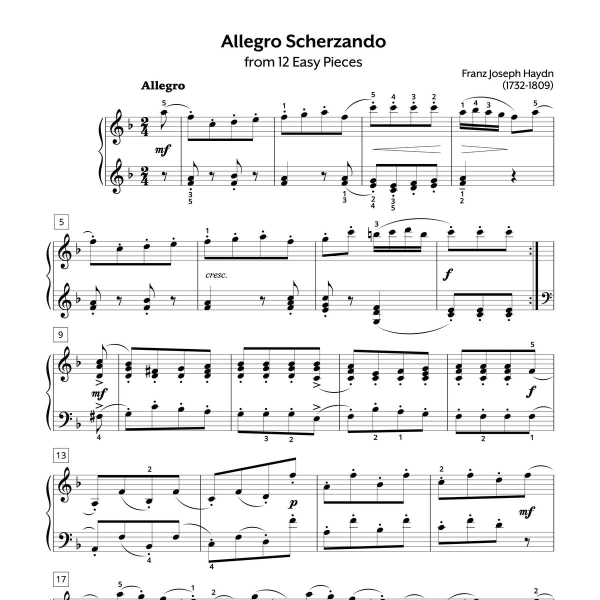 Allegro Scherzando Sheet Music Franz Joseph Haydn Allegro Scherzando Sheet Music Franz Joseph Haydn
