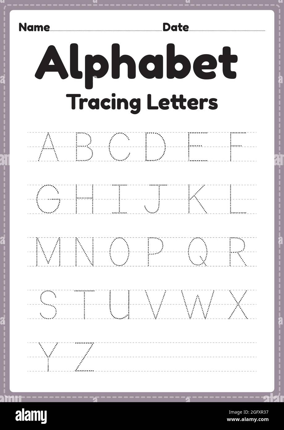 Alphabet Worksheets For Kindergarten Tracing Letters For Preschool Kids For Handwriting Practice And Educational Activities In A Printable Page Stock Vector Image Art Alamy Alphabet Printables Preschool Mom